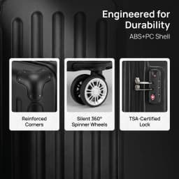 Rosahqnda 3 Piece Hard Shell Luggage Set, 20/24/28 Inch ABS Spinner Suitcases, 3-Level Adjustable Telescopic Handle, Silent 360° Double Row Wheels, TSA Lock Travel Carry On Checked Luggage For Business Family Trip, Black Grey ABS Hard Shell