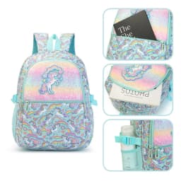 3pcs/set Rainbow Unicorn Backpack Multi Pocket Large Capacity School Daypack For Girls Teens