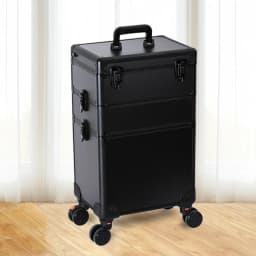 Makeup Organizer with led lights mrirror - Large Cosmetic Trolley, Salon & Barber Case Rolling Cart for Hairstylists