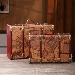 European Retro Leather Travel Suitcase Film and Television Shooting Prop Box Home Iscellaneous Storage Box