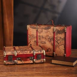 European Retro Leather Travel Suitcase Film and Television Shooting Prop Box Home Iscellaneous Storage Box