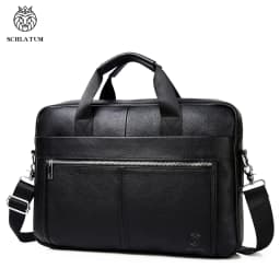 SCHLATUM Genuine Leather Briefcases Hard For Men Luxury Handbags Laptop Briefcase Bags 15 Inch Office Bussiness Computer Bag