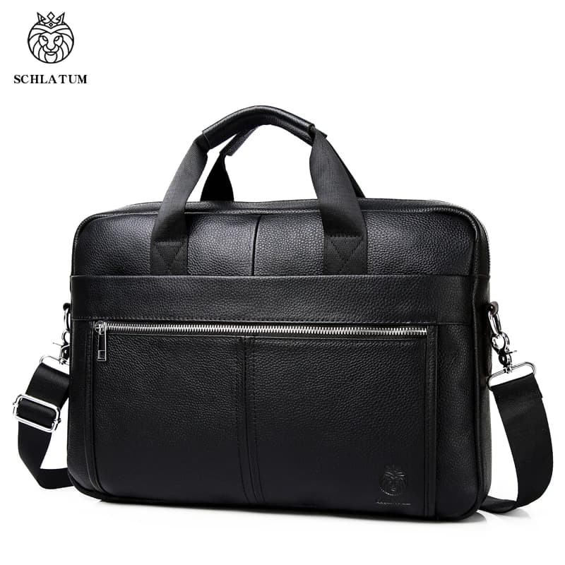 SCHLATUM Genuine Leather Briefcases Hard For Men Luxury Handbags Laptop Briefcase Bags 15 Inch Office Bussiness Computer Bag