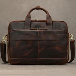 Crazy Horse Genuine Leather Men Briefcase Vintage 16 inch Big Business Laptop Handbag Large Cowhide Messenger Shoulder Bag Man