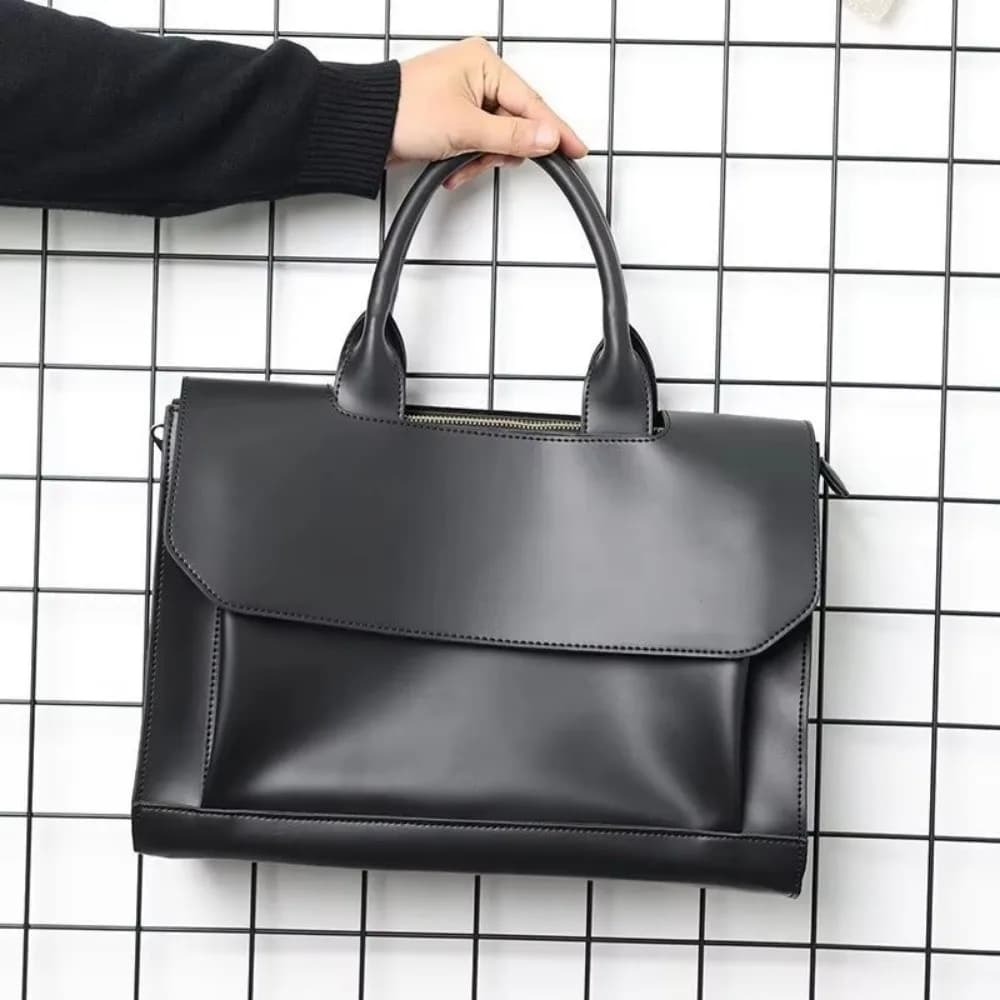 Simple PU Leather Men's Briefcase Handheld Business Shoulder Bag Large Capacity Computer Bag Men Messenger Bags