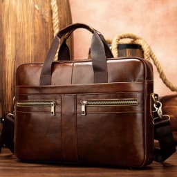 Genuine leather men's briefcase for business travel, top-layer cowhide handbag for lawyers, laptop bag, business handbag for men