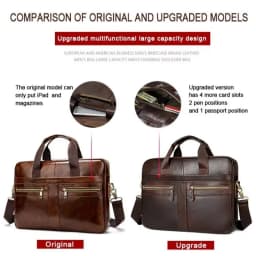 Genuine leather men's briefcase for business travel, top-layer cowhide handbag for lawyers, laptop bag, business handbag for men