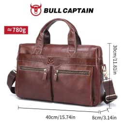 BULLCAPTAIN Briefcase Shoulder Bag Men's Genuine Leather 14 Inch Laptop Handbag Office Business Men's Fashion Simple Briefcase