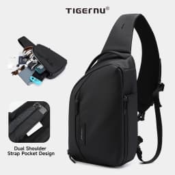 Tigernu Fashion Men's Shoulder Bag Travel Chest Bags for Men Water-Resistant Sling Bag Cross Bag Large Capacity 11 Inch IPad Bag