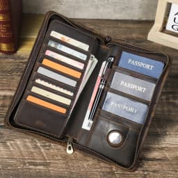 CONTACT'S Genuine Leather Family Passport Clutch Wallets Vintage Men Travel Clutch Bags Passport Cover Card Holder Phone Pocket