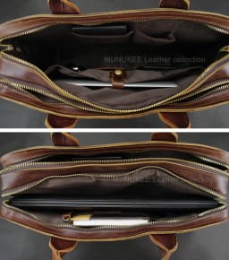 Luxury Genuine Leather Men Briefcase Business Bag Leather Portfolio Laptop Bag Shoulder Messenger Bag Male Document Office Bag