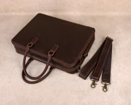 Original Business Casual Genuine Leather Briefcase, Hand-Held Bag, Top Layer Cowhide Computer Bag, Single-Shoulder Bag