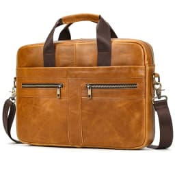 Luxury Brand Leather Men Laptop Bag 14 Inch Genuine Leather Business Bag Male Briefcases Work Tote With Strap Male Messenger Bag