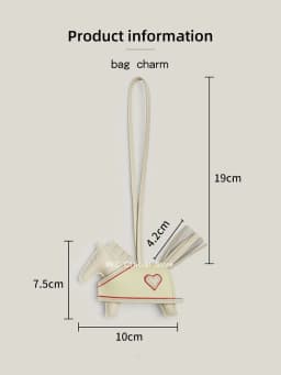 Rodeo Rodeo Coeur Handmade Leather Horse Bag Charm, Genuine Sheepskin & Suede Leather Bag Accessory, Heart Design Bag Pendant