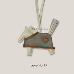 Rodeo Rodeo Coeur Handmade Leather Horse Bag Charm, Genuine Sheepskin & Suede Leather Bag Accessory, Heart Design Bag Pendant