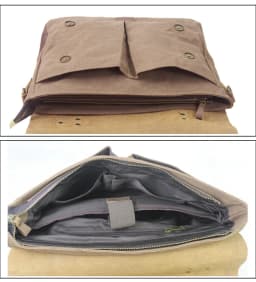 Vintage Leather + Canvas Men Briefcase Business Bag Portfolio Men Office Bag Male Canvas Briefcase Attache Case Document Tote
