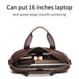 SCHLATUM Genuine Leather Briefcases Hard For Men 15.6 Inch Office Bussiness Computer Bag Vintage Handbags Laptop Briefcase Bags