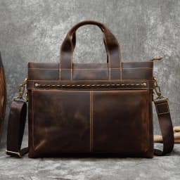 Fashion Crazy Horse Leather Briefcase Bag Men Laptop Bags Men OfficeTote Bag Cow Leather Handbag A4 Portfolio Men's Hand Bags