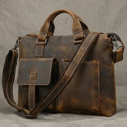 Fashion Crazy Horse Leather Briefcase Bag Men Laptop Bags Men OfficeTote Bag Cow Leather Handbag A4 Portfolio Men's Hand Bags