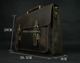 Vintage Crazy Horse Genuine Leather Men Briefcase 15" Laptop Bag Work Business Bag Shoulder Messenger Bag Male Tote Handbag M088