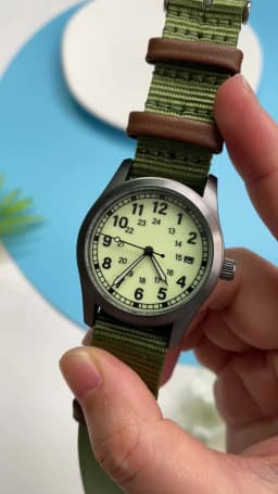 2026 TPW Women's Field Watch 34mm Case Easy Read Fabric Strap 24hr Display Day Function Quartz Movement Luminous