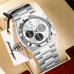 POEDAGAR Top Business Men's Watch Chronograph Date Stainless Steel Classic Man Clock Waterproof Luminous Quartz Watches For Men