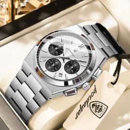 POEDAGAR Top Business Men's Watch Chronograph Date Stainless Steel Classic Man Clock Waterproof Luminous Quartz Watches For Men