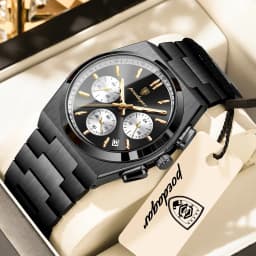 POEDAGAR Top Business Men's Watch Chronograph Date Stainless Steel Classic Man Clock Waterproof Luminous Quartz Watches For Men