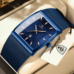 POEDAGAR Top Luxury Men Watch Stainless Steel Mesh Date Waterproof Luminous Man Wristwatch Casual Rectangle Quartz Men's Watches