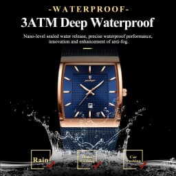 POEDAGAR Top Luxury Men Watch Stainless Steel Mesh Date Waterproof Luminous Man Wristwatch Casual Rectangle Quartz Men's Watches