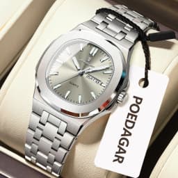 POEDAGAR Square Woman Watch Date Week Waterproof Luminous Ladies Watch Stainless Steel Quartz Fashion Women's Watches Reloj Gift