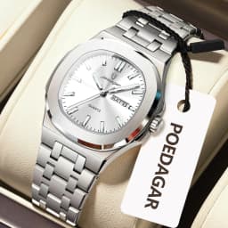 POEDAGAR Square Woman Watch Date Week Waterproof Luminous Ladies Watch Stainless Steel Quartz Fashion Women's Watches Reloj Gift