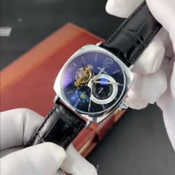 Elegant Men's Vintage Mechanical Watch with High Aesthetic Appeal - Skeleton Dial, Alloy Case, Leather Strap - Suitable for Business and Casual Wear, the Best Gift for Him, No Batteries Required