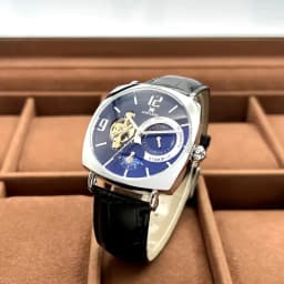 Elegant Men's Vintage Mechanical Watch with High Aesthetic Appeal - Skeleton Dial, Alloy Case, Leather Strap - Suitable for Business and Casual Wear, the Best Gift for Him, No Batteries Required