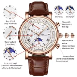 Chenxi 976 Leather Chronograph Date Men's Phase Of The Moon Timing Business Luminous Quartz Watch Relojes Para Hombres