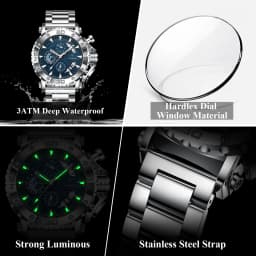 POEDAGAR Luxury Men's Watch Calendar Luminous Waterproof Man Clock Chronograph Stainless Steel Quartz Watches For Men Reloj Gift