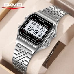SKMEI 2465 Luxury Men's Digital Watch Waterproof Stainless Steel Electronic Men's Watch LED Display Sport Clock Reloj Hombre