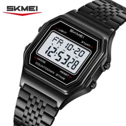 SKMEI 2465 Luxury Men's Digital Watch Waterproof Stainless Steel Electronic Men's Watch LED Display Sport Clock Reloj Hombre