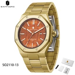 SAPPHERO Men's Watch, Stainless Steel Strap, Water-Resistant Design, Automatic Calendar, Festive Gifts, Exquisite Gift Box Clock