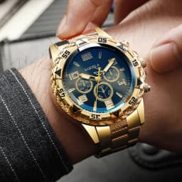 3PCS/Set Luxury Stainless Steel Band Men Business Watches Fashion Male's Quartz Watch Hip-hop Diamond Jewelry Set (Without Box)