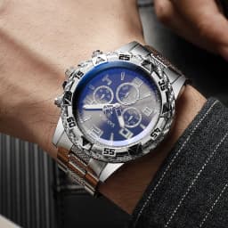 3PCS/Set Luxury Stainless Steel Band Men Business Watches Fashion Male's Quartz Watch Hip-hop Diamond Jewelry Set (Without Box)