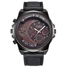 XINEW Brand Cheap Watches For Men Students Fashion Leather Band Simple Date Quartz Clock Erkek Barato Saat Relogio Masculino