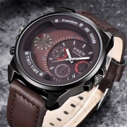 XINEW Brand Cheap Watches For Men Students Fashion Leather Band Simple Date Quartz Clock Erkek Barato Saat Relogio Masculino