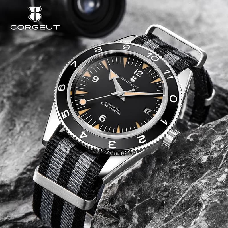 41MM Sapphire Glass 100m Waterproof Japan Automatic Luminous Mens Watch Nylon Strap
