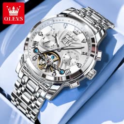 OLEVS 9910 Mens Watch Original Luxury Brand Waterproof Luminous Automatic Mechanical Watch Dual Calendar Watch Box Reloj