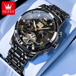 OLEVS 9910 Mens Watch Original Luxury Brand Waterproof Luminous Automatic Mechanical Watch Dual Calendar Watch Box Reloj