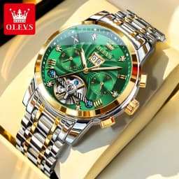 OLEVS 9910 Mens Watch Original Luxury Brand Waterproof Luminous Automatic Mechanical Watch Dual Calendar Watch Box Reloj
