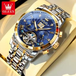 OLEVS 9910 Mens Watch Original Luxury Brand Waterproof Luminous Automatic Mechanical Watch Dual Calendar Watch Box Reloj