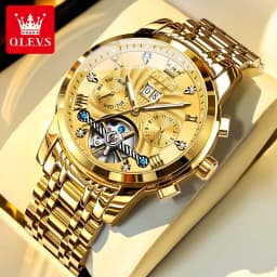 OLEVS 9910 Mens Watch Original Luxury Brand Waterproof Luminous Automatic Mechanical Watch Dual Calendar Watch Box Reloj