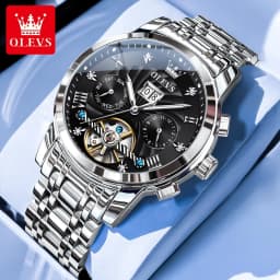 OLEVS 9910 Mens Watch Original Luxury Brand Waterproof Luminous Automatic Mechanical Watch Dual Calendar Watch Box Reloj